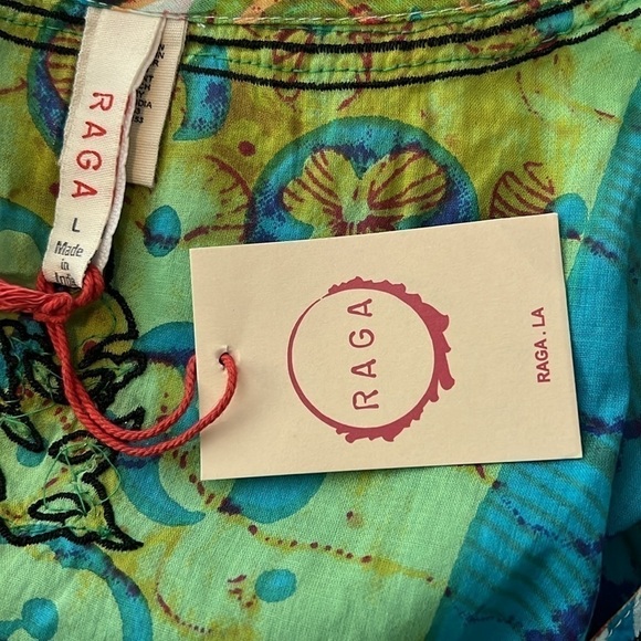 RAGA Colorful Boho Cotton Long Sleeve V-neck Tunic w/Sequins Size Large NWT! - Picture 7 of 9